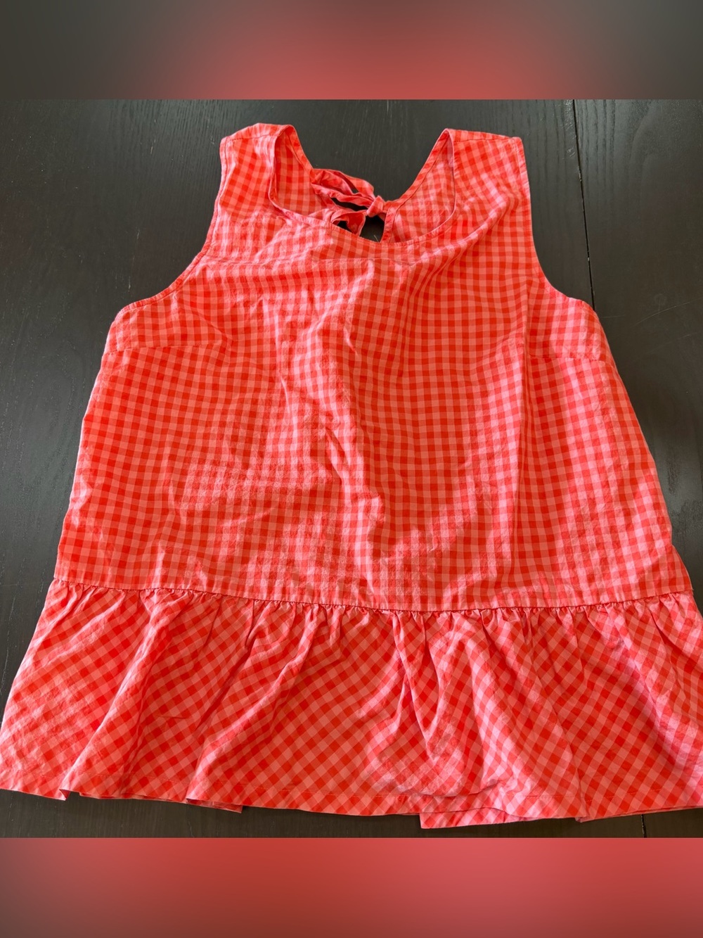 J. Crew peplum gingham bow-back tank top
